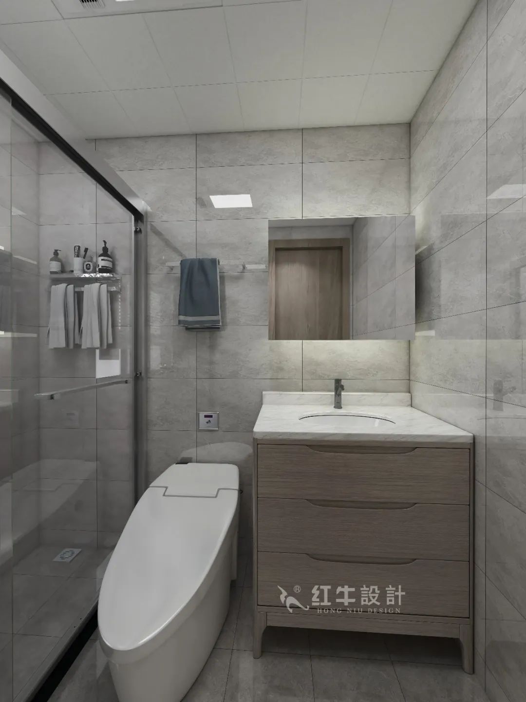 劉萍萍_花崗鴻福城132㎡現(xiàn)代簡約風格_兩套小戶型打通變大宅，中西雙廚房+衣帽間打造品質(zhì)生活！15衛(wèi)生間