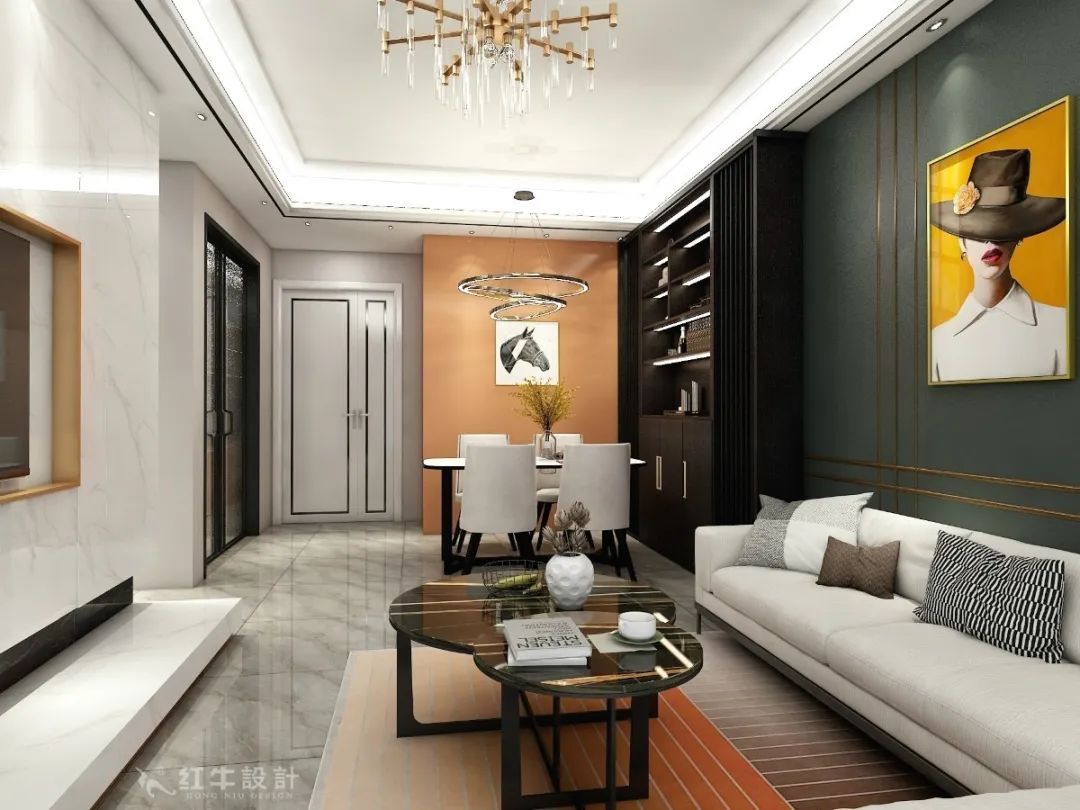 紅牛設計--創(chuàng)源龍樾103㎡現(xiàn)代風格06效果圖欣賞_客廳