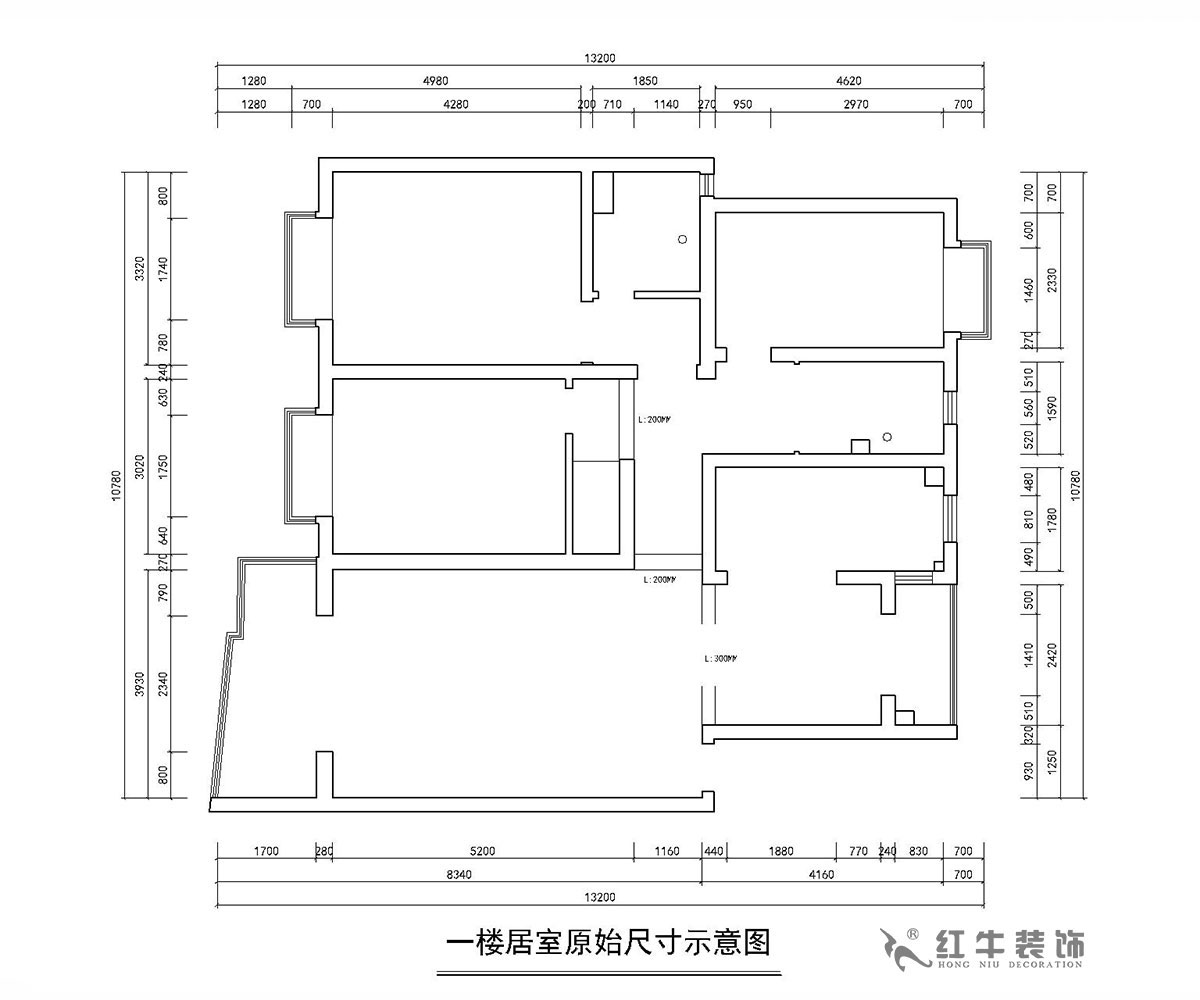 房亮_楓丹白露21-102-125㎡-現(xiàn)代簡(jiǎn)約風(fēng)格_3室2廳2衛(wèi)（老房裝修）_定制家￥214554_全包22萬00_01原始結(jié)構(gòu)圖