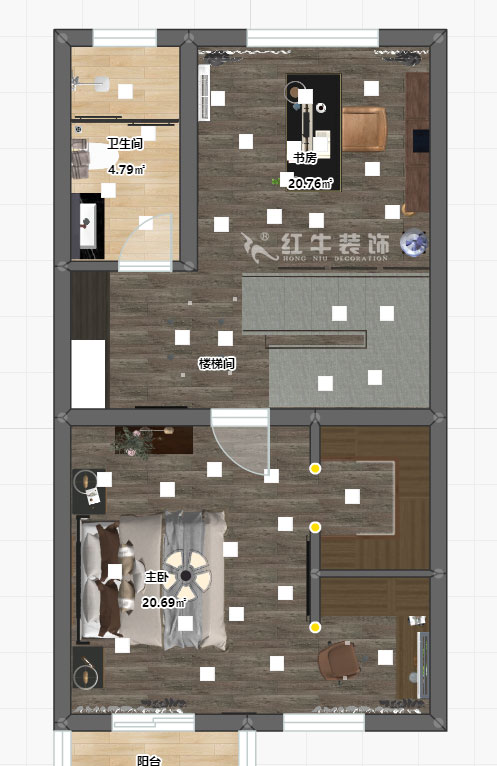 陸利民_香地美舍602-156㎡-新中式風格_5室2廳3衛(wèi)（新房裝修）_定制家￥208000_全包25萬00_10二樓彩平圖