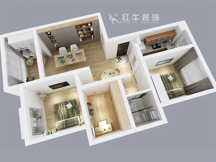 魏利利_津橋華府82㎡現(xiàn)代簡約｜顛覆傳統(tǒng)客廳，即是休閑書吧又是影院03鳥瞰圖
