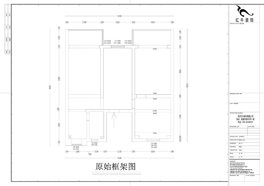 孟憲濤_良友里4-2-603-85㎡-現代風格_3室1廳1衛(wèi)（二手房裝修）_定制家￥89000_全包9萬00_01良友里4-603原始框架圖