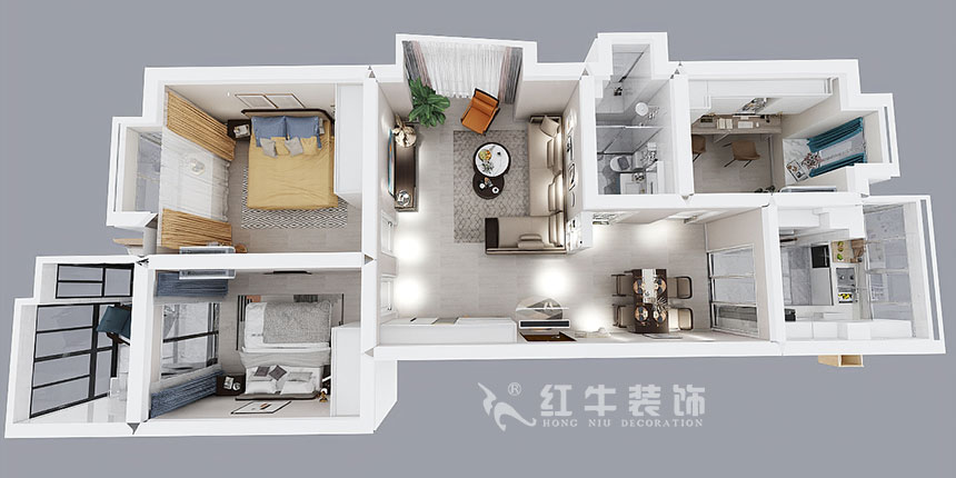熊皓宇_東城水岸6-B-204-100㎡-現(xiàn)代簡(jiǎn)約風(fēng)格_3室2廳1衛(wèi)（老房翻新）_成品家￥165270_全包14萬00_04鳥瞰圖