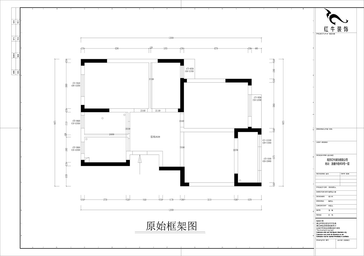 孟憲濤｜盤城新居43-2-1103-90㎡-簡約風格｜3室2廳1衛(wèi)｜新房裝修｜定制家￥113156｜全包12萬｜00_01原始框架圖