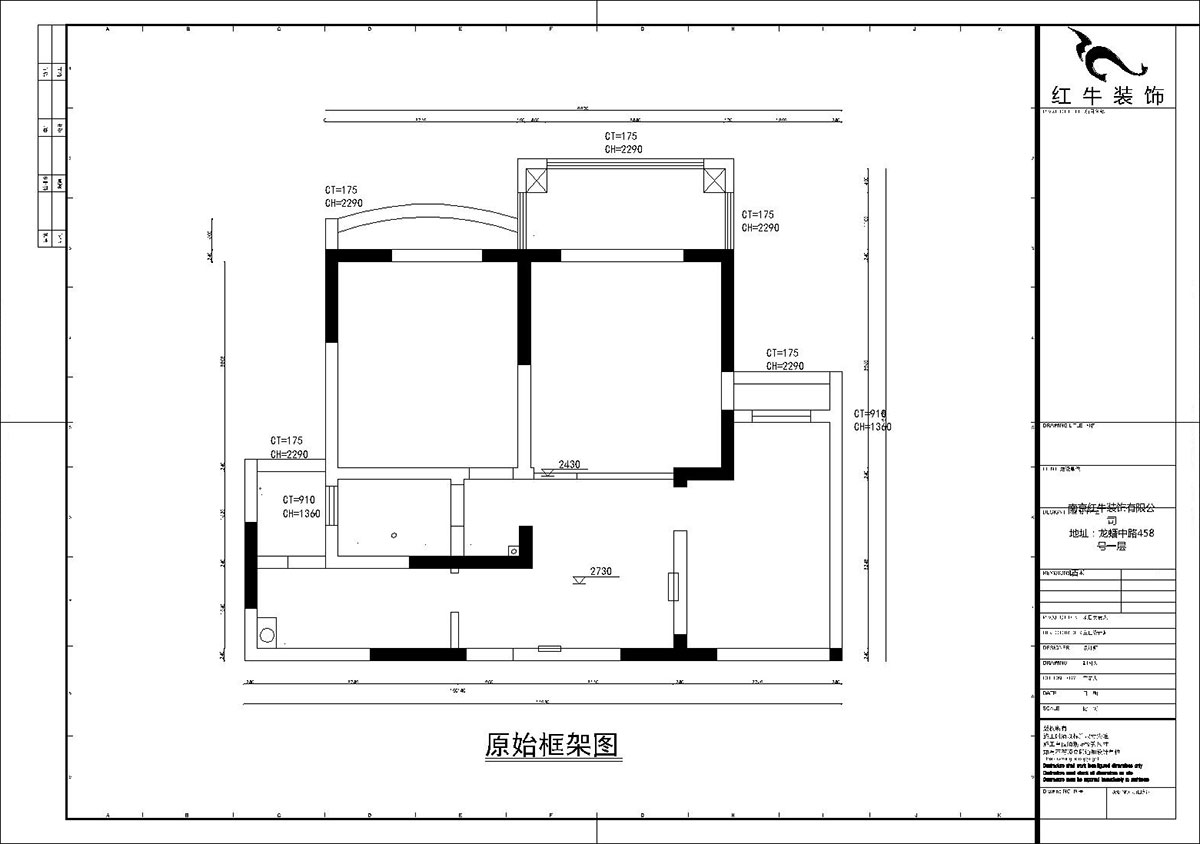 【實景案例】孟憲濤｜銀河灣福苑-95㎡-簡歐風格｜2室2廳1衛(wèi)｜婚房裝修｜定制家｜全包14萬｜00_01匯景國際原始框架圖
