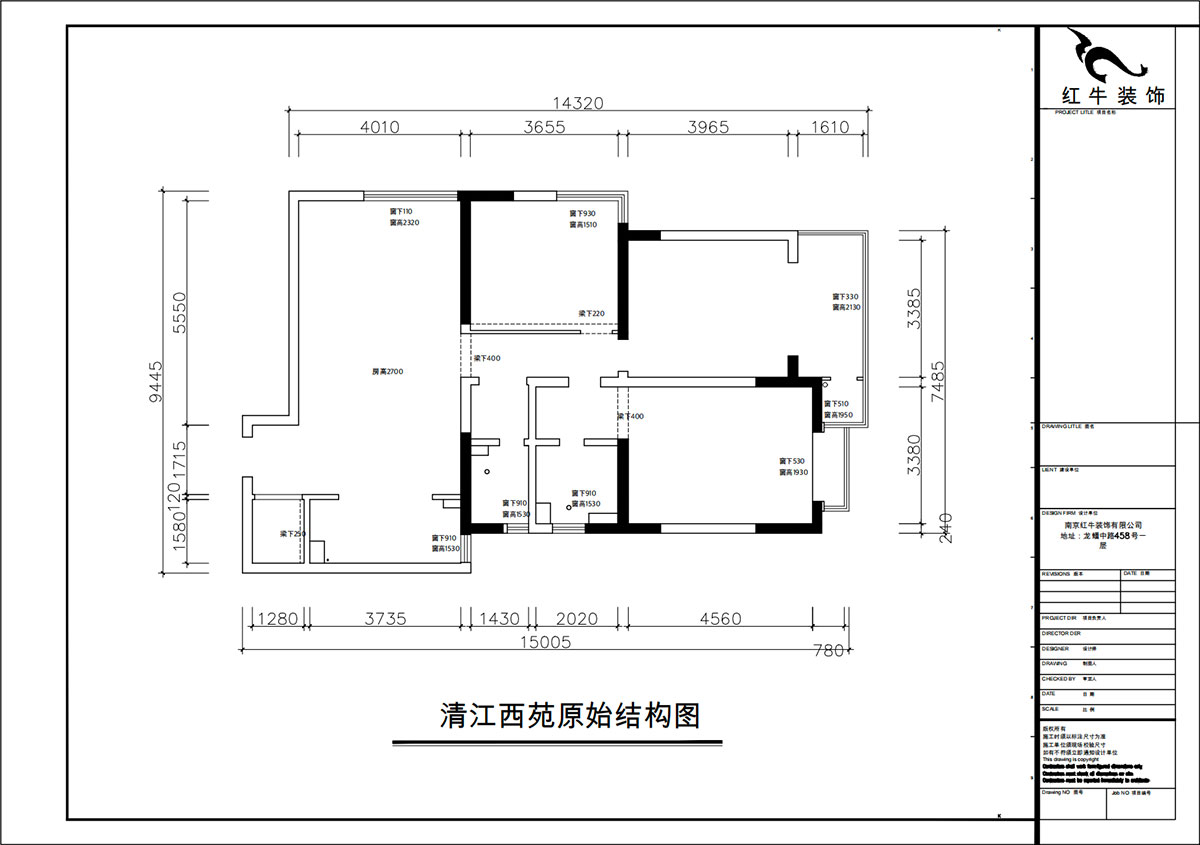 朱彥｜清江西苑17-2-1302-132㎡-現(xiàn)代簡約風格｜3室2廳2衛(wèi)｜老房裝修｜定制家｜全包14萬｜00_01原始結(jié)構(gòu)圖