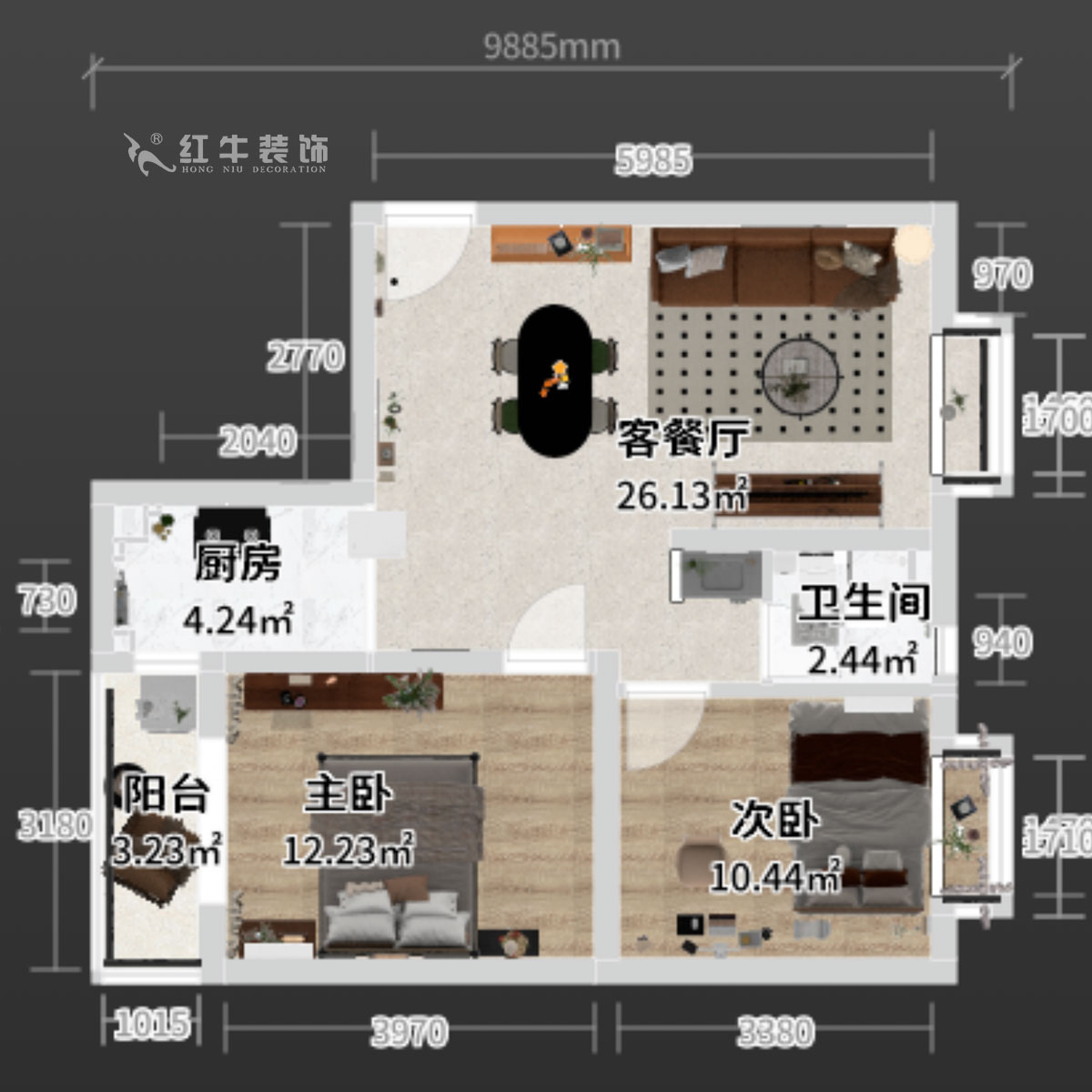 蔣?。偌液骰▓@倫敦城23-801-75㎡-復(fù)古風(fēng)｜2室1廳1衛(wèi)｜二手房裝修｜定制家｜全包12萬｜00_03平面彩圖