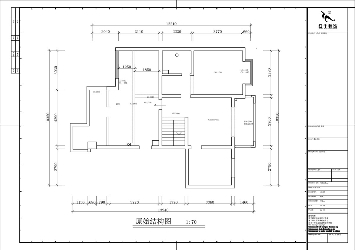 蔣?。汩坷?-3-1101-260㎡-現(xiàn)代簡約風(fēng)格｜4室3廳2衛(wèi)｜老房裝修｜定制家｜全包29萬｜00_02二層原始結(jié)構(gòu)圖