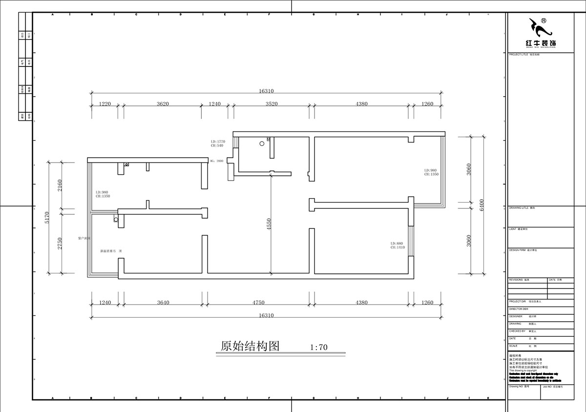 蔣?。鹬刍▓@4-3-806-100㎡-現(xiàn)代簡(jiǎn)約風(fēng)格｜3室2廳1衛(wèi)｜老房裝修｜定制家｜全包12萬(wàn)｜00_01原始結(jié)構(gòu)圖