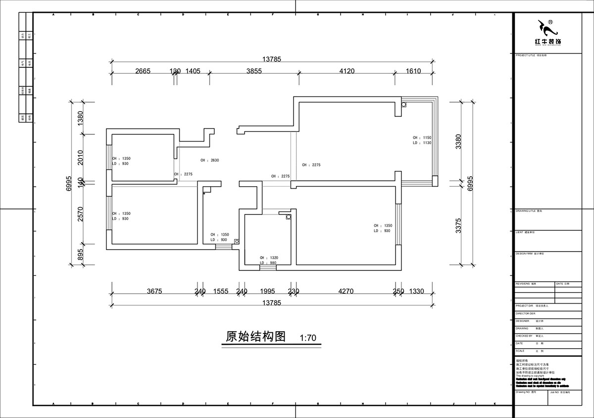 蔣?。自蒲啪?1-202-88㎡-現(xiàn)代簡約風格｜3室2廳1衛(wèi)｜新房裝修｜定制家｜全包11萬｜00_01原始結(jié)構(gòu)圖