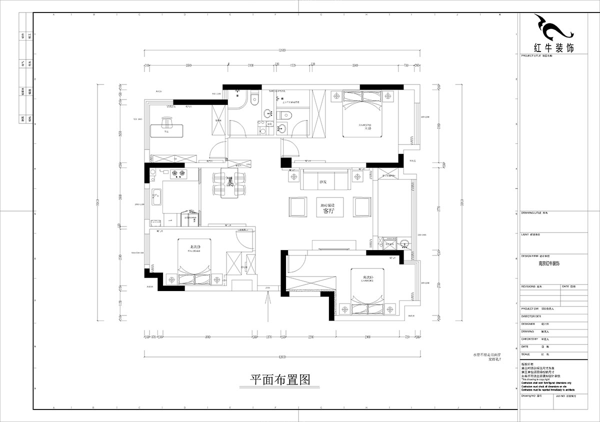 孟憲濤｜融創(chuàng)臻園15-1005-120㎡-簡約風格｜4室2廳2衛(wèi)｜新房裝修｜定制家｜全包16萬｜00_01原始結構圖